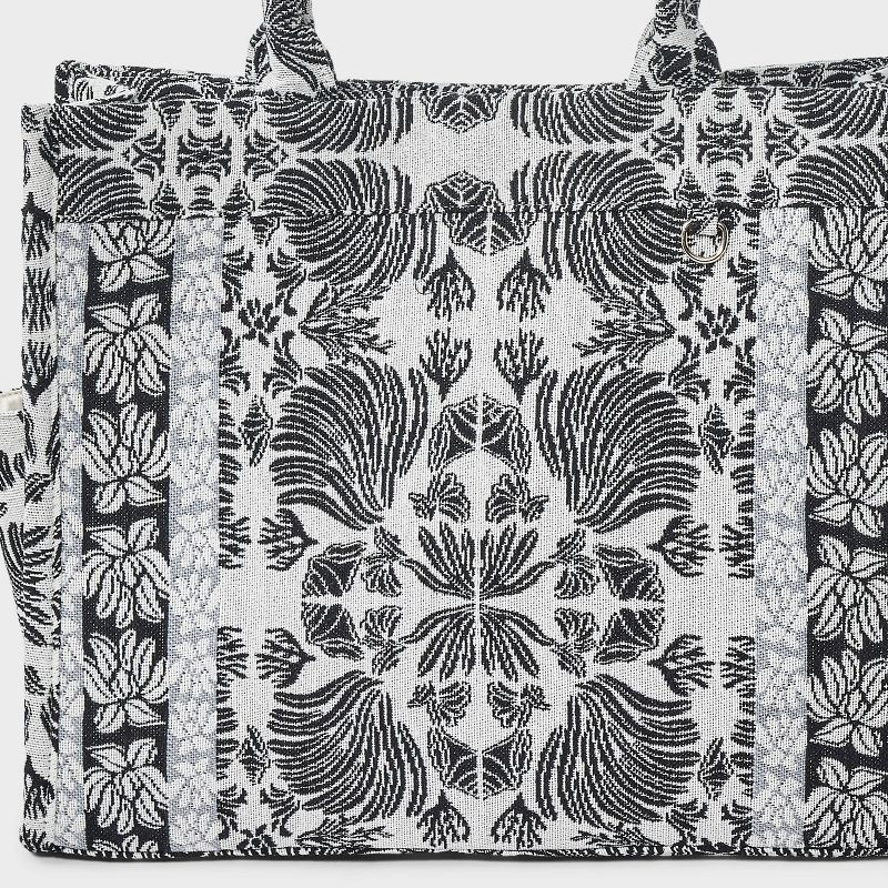 slide 5 of 5, Jacquard Boxy Tote Handbag - A New Day™ Black/White, 1 ct