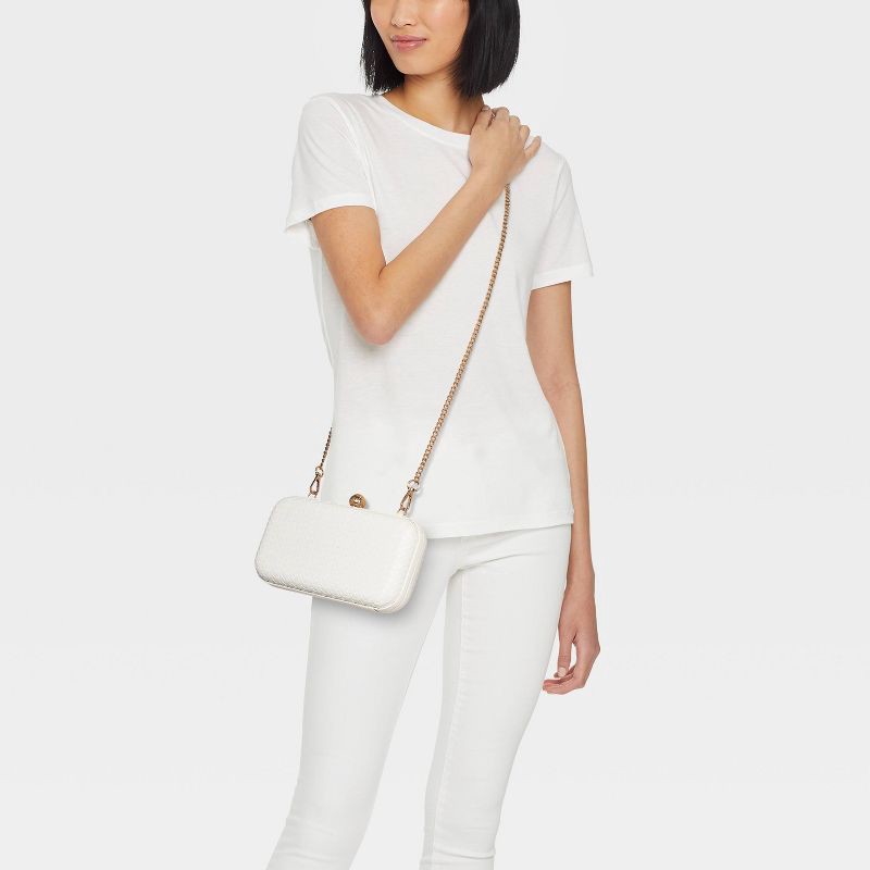 slide 2 of 5, Woven Minaudiere Clutch Crossbody Bag - A New Day™ Cream, 1 ct