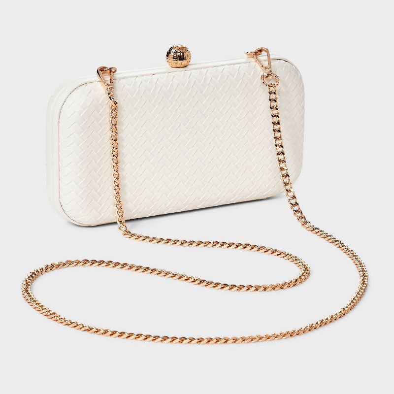 slide 3 of 5, Woven Minaudiere Clutch Crossbody Bag - A New Day™ Cream, 1 ct