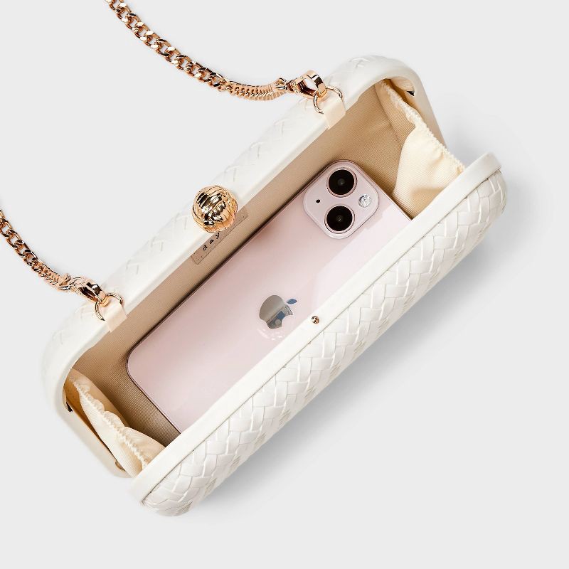 slide 4 of 5, Woven Minaudiere Clutch Crossbody Bag - A New Day™ Cream, 1 ct