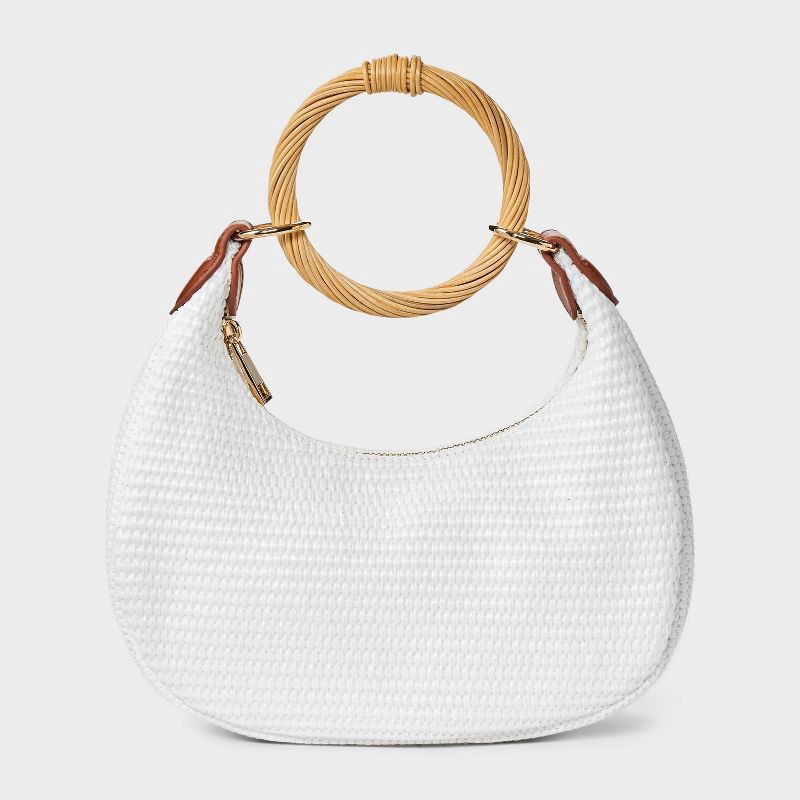 slide 1 of 4, Straw Bracelet Bag - A New Day™ White, 1 ct