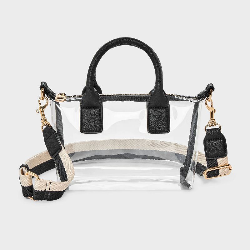 slide 1 of 5, Foundational Mini Tote Handbag - Universal Thread™ Black/Clear, 1 ct