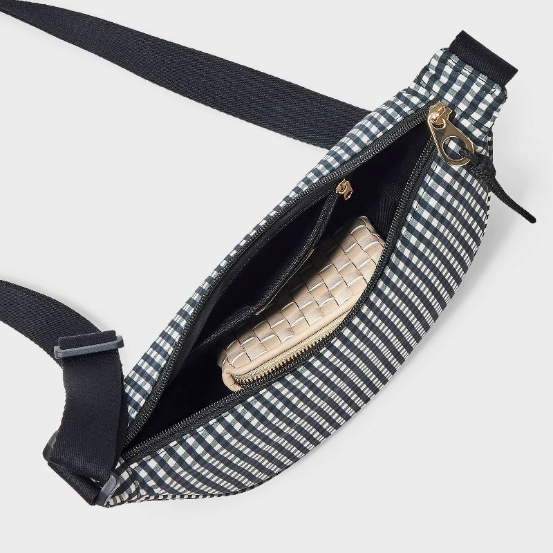 slide 4 of 5, Essential Crescent Sling Crossbody Bag - Universal Thread™ Black/White Gingham, 1 ct