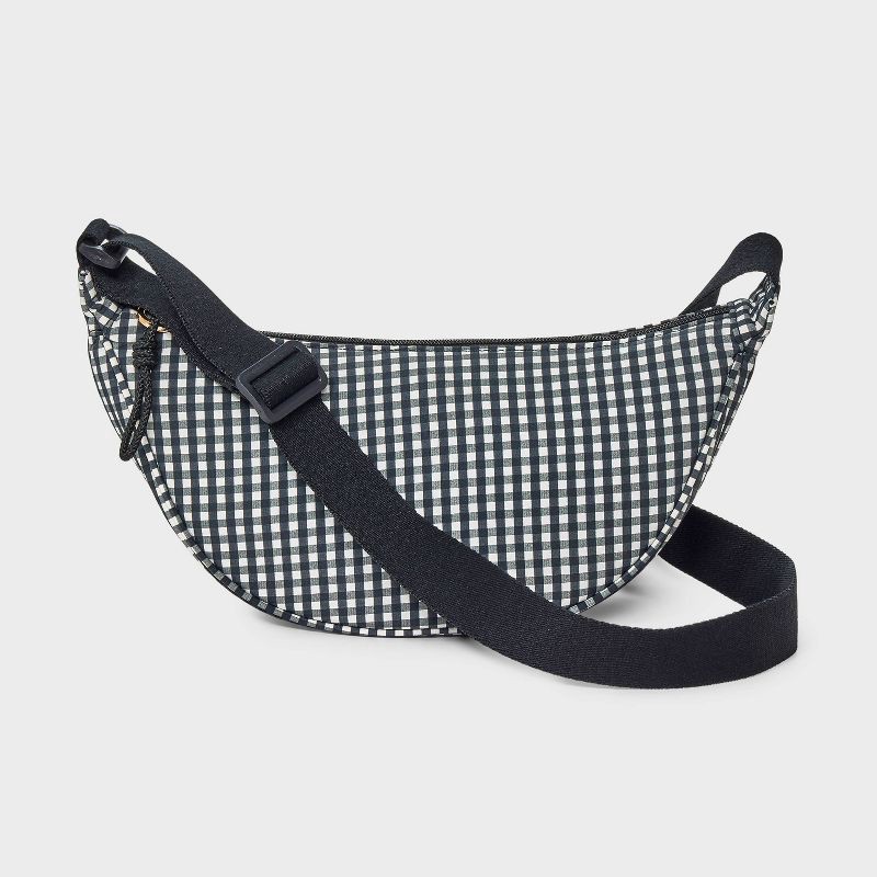 slide 1 of 5, Essential Crescent Sling Crossbody Bag - Universal Thread™ Black/White Gingham, 1 ct