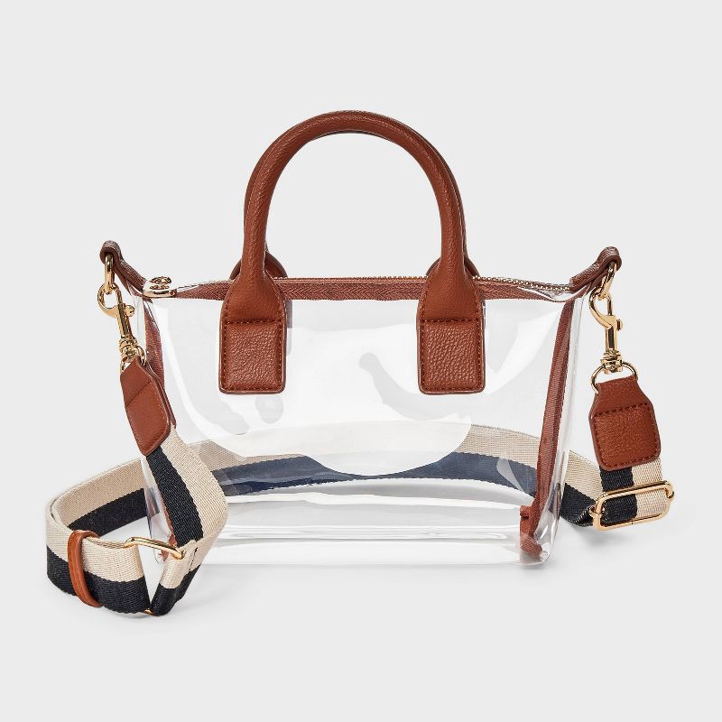 slide 1 of 5, Foundational Mini Tote Handbag - Universal Thread™ Brown/Clear, 1 ct