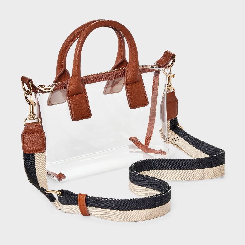 slide 3 of 5, Foundational Mini Tote Handbag - Universal Thread™ Brown/Clear, 1 ct