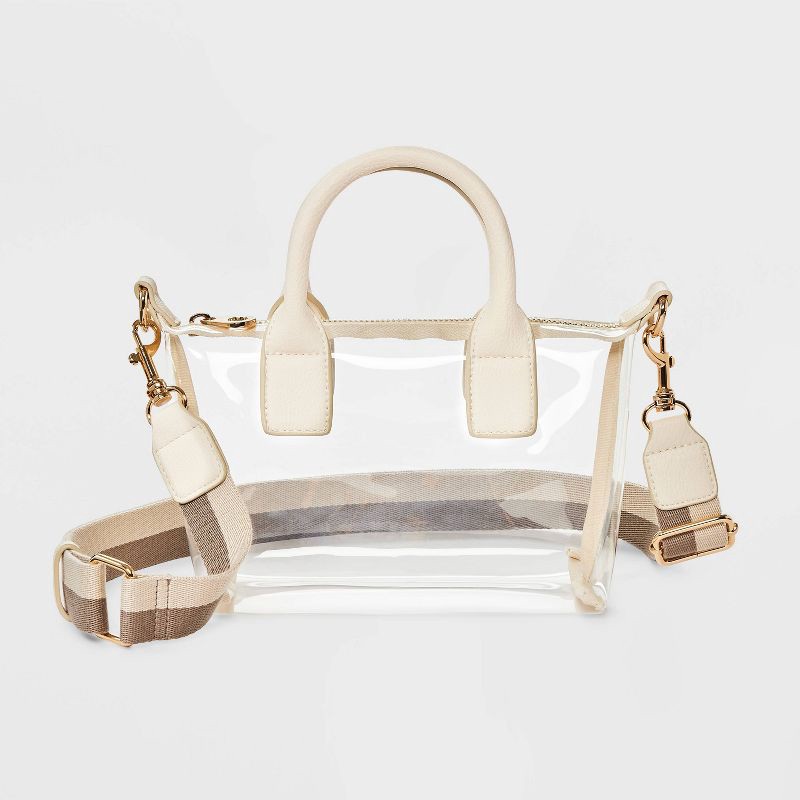 slide 1 of 5, Foundational Mini Tote Handbag - Universal Thread™ Cream/Clear, 1 ct