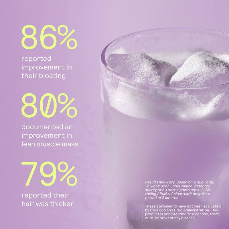 slide 4 of 5, ARMRA Colostrum Powder Travel Packs - Valiant Grape - 0.06oz/30ct, 0.06 oz, 30 ct