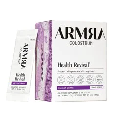 ARMRA Colostrum Powder Travel Packs - Valiant Grape - 0.06oz/30ct: Keto Certified Supplement, Soy-Free, Non-GMO