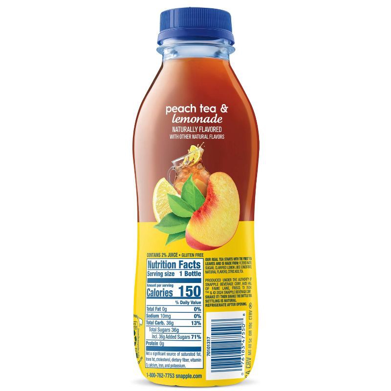 slide 7 of 8, Snapple Peach Tea and Lemonade - 16 fl oz Bottle, 16 fl oz