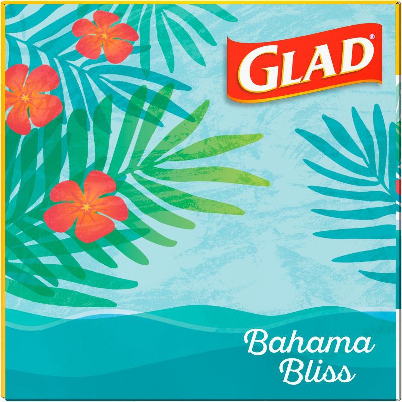 slide 16 of 17, Glad ForceFlex MaxStrength Bahama Bliss Drawstring Trash Bags - Febreze Freshness - 13gal - 45ct, 45 ct; 13 gal