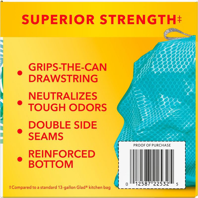 slide 17 of 17, Glad ForceFlex MaxStrength Bahama Bliss Drawstring Trash Bags - Febreze Freshness - 13gal - 45ct, 45 ct; 13 gal