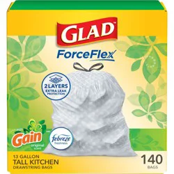 Glad ForceFlex Drawstring Trash Bags - Gain Original - 13gal/140ct