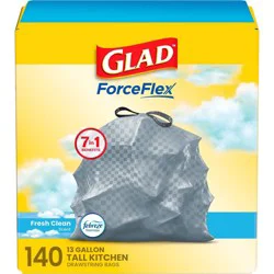 Glad ForceFlex Drawstring Trash Bags - Febreze Fresh - 13gal/140ct