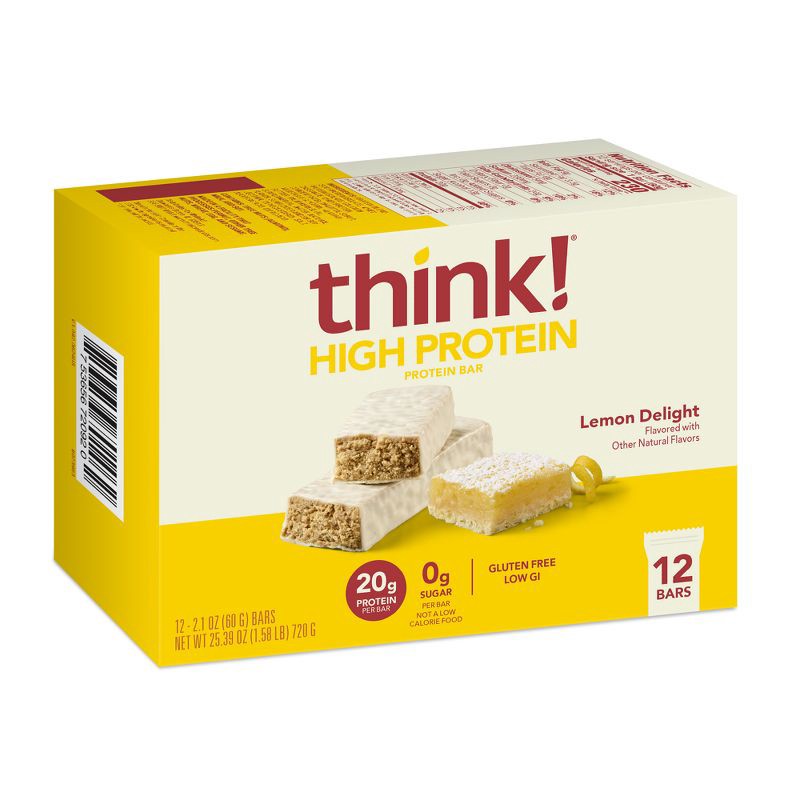 slide 2 of 9, think! Lemon Delight High Protein Bars - 20g Protein - 25.39oz/12ct, 20 gram, 25.39 oz, 12 ct