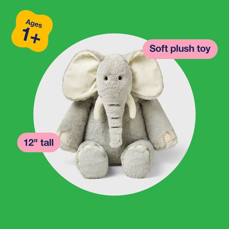 slide 4 of 4, 12" Gray Elephant Stuffed Animal - Gigglescape™, 1 ct