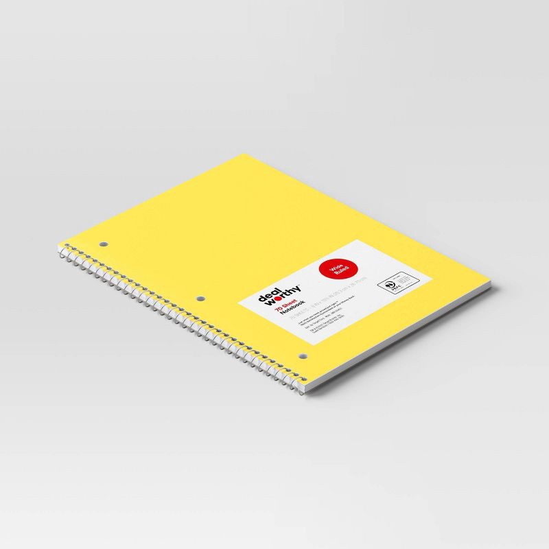 slide 3 of 3, Wide Rule Spiral Notebook Yellow - Dealworthy™, 1 ct