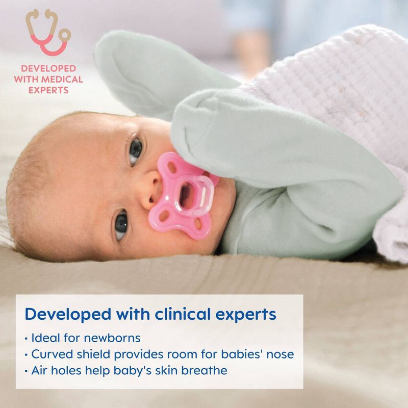 slide 5 of 7, MAM Comfort 1 Newborn Lightweight Silicone Pacifier - Girl - 2pk, 2 ct