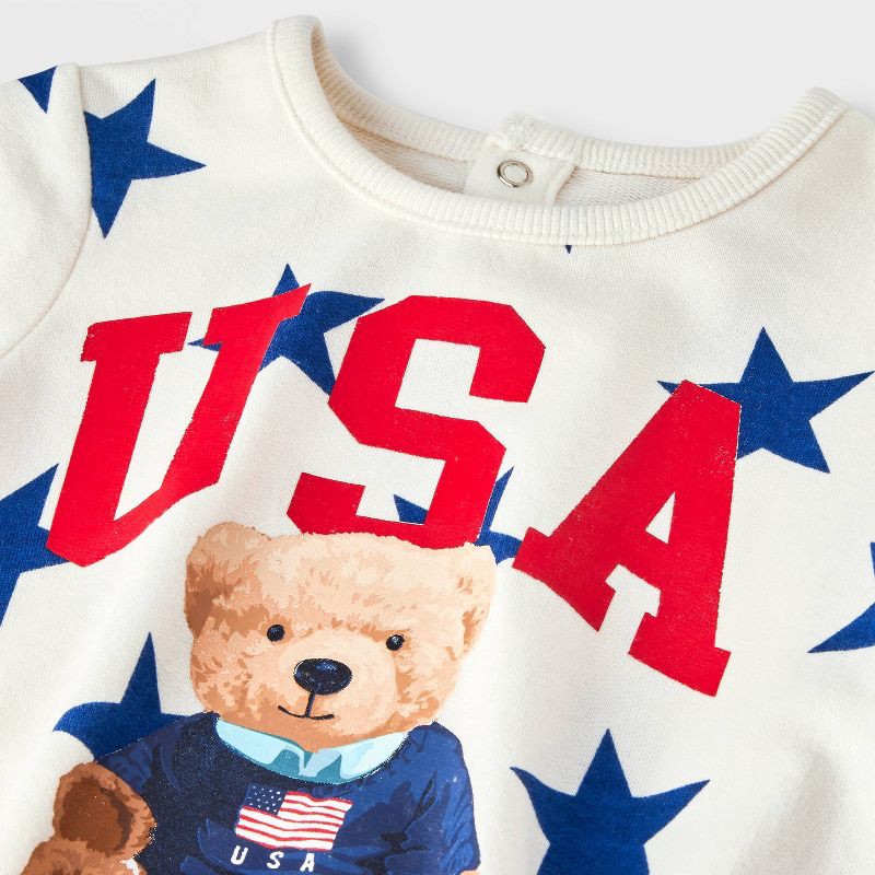 slide 3 of 4, Grayson Mini Baby Americana USA Teddy Bear Romper - Blue 3-6M, 1 ct
