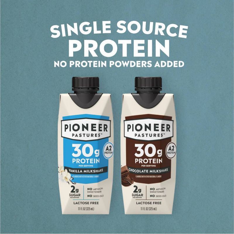slide 7 of 8, Pioneer Pastures High Protein Nutritional Milkshake Vanilla Non-Caffeinated - 44 fl oz/4pk, 4 ct; 44 fl oz
