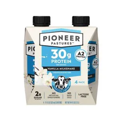 Pioneer Pastures High Protein Nutritional Milkshake Vanilla Non-Caffeinated - 44 fl oz/4pk