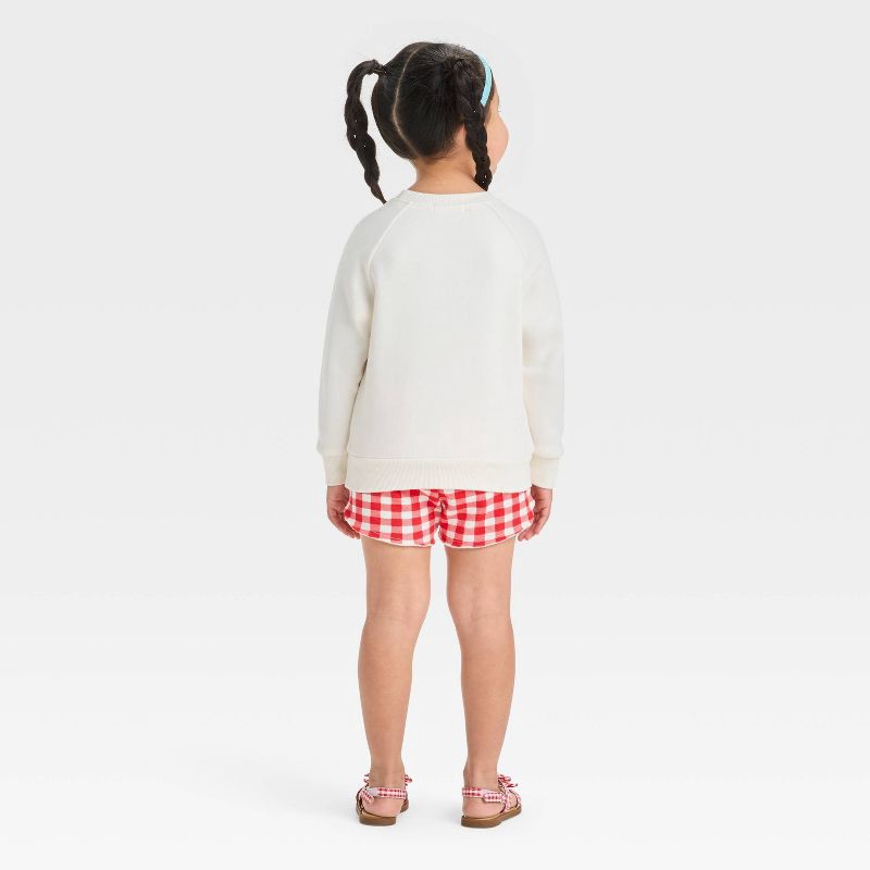 slide 2 of 4, Grayson Mini Toddler Girls' 2pc Americana USA Teddy Bear Pullover Sweatshirt and Gingham Shorts Set - Red 12M, 2 ct