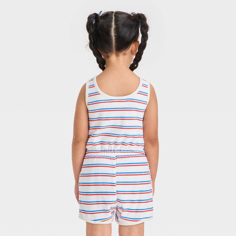 slide 2 of 3, Toddler Girls' Barbie Americana Cherry Romper - Red/White/Blue 3T, 1 ct