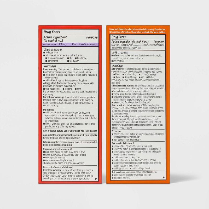 slide 3 of 6, Children's General Pain Relievers Acetomenophin and Ibuprofen - Combo Pack - 8 fl oz - up&up™, 8 fl oz