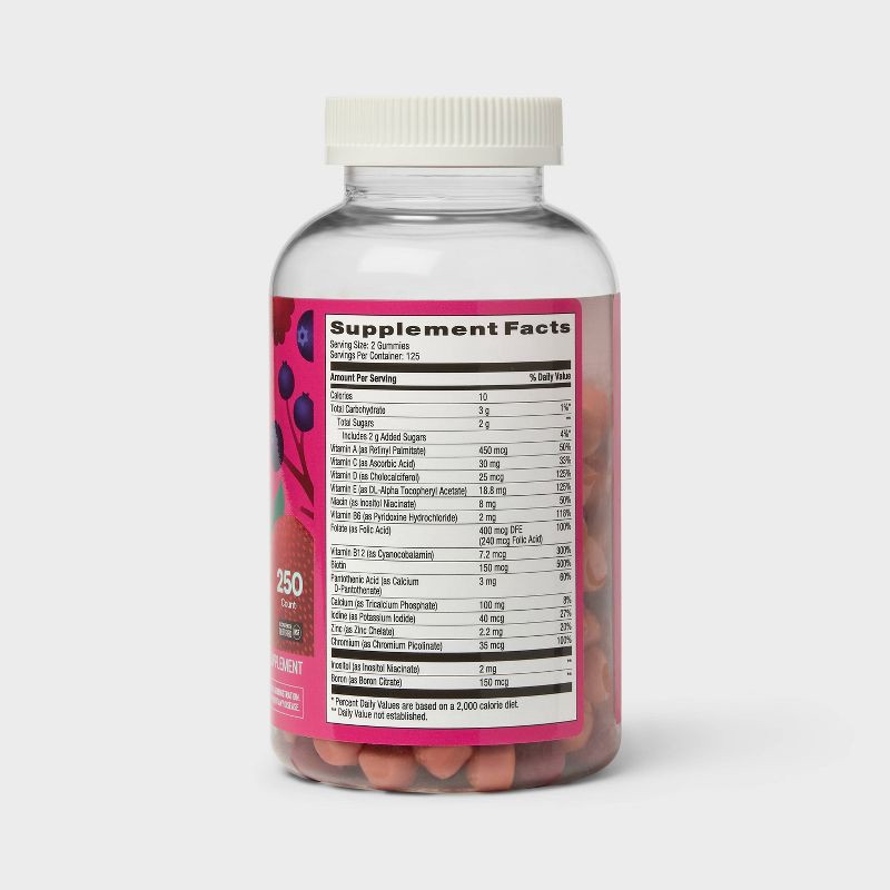 slide 4 of 5, Women's Multivitamin Gummies - Natural Berry - 250ct - up&up™, 250 ct