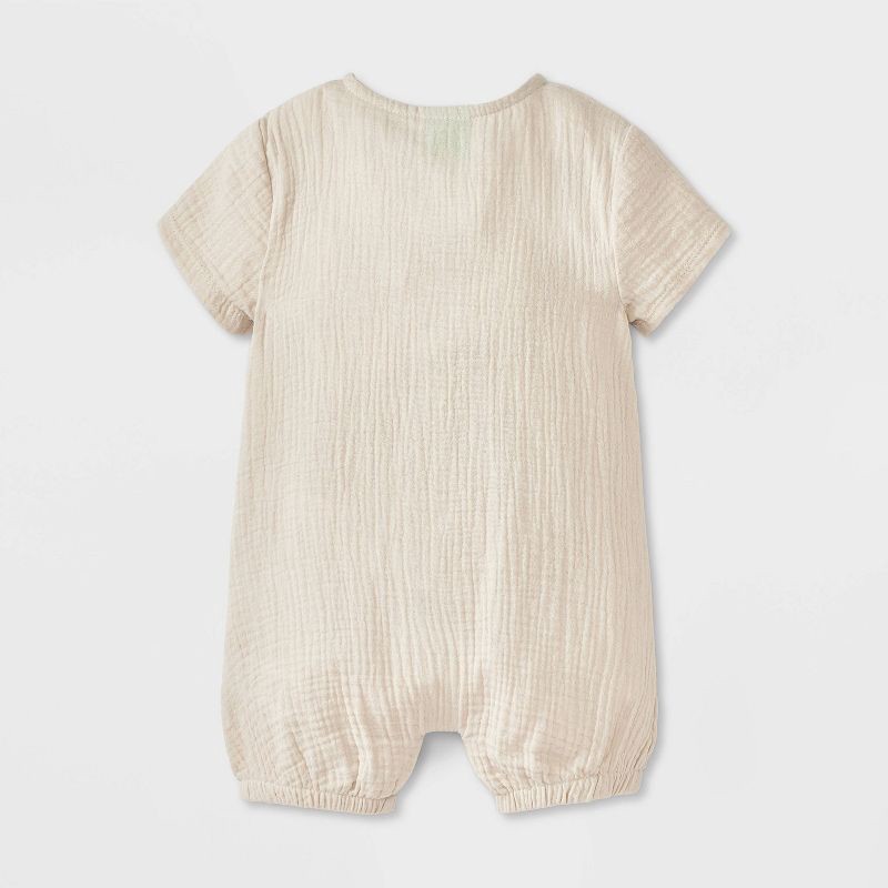 slide 4 of 4, Baby Boys' 2pc Disney Winnie The Pooh Gauze Romper and Hat Set - Oatmeal 0-3M, 2 ct