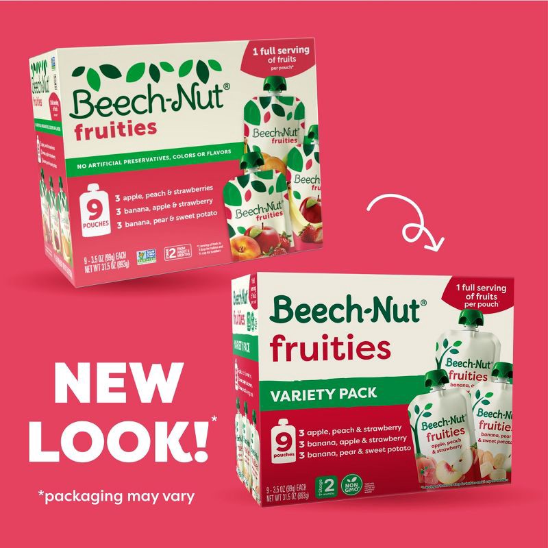 slide 3 of 7, Beech-Nut Fruities Baby Food Pouch Variety Pack - 31.5oz/9ct, 31.5 oz, 9 ct