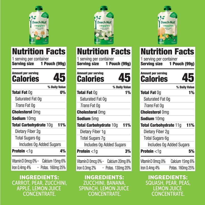 slide 2 of 8, Beech-Nut Veggie Baby Food Pouch Variety Pack - 31.5oz/9ct, 31.5 oz, 9 ct