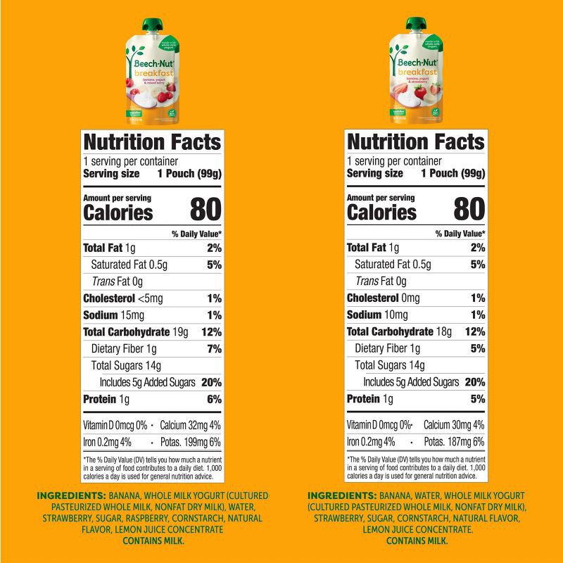 slide 2 of 7, Beech-Nut Fruit & Yogurt Baby Food Pouches, Breakfast Variety Pack - 9ct Pouches, 9 ct