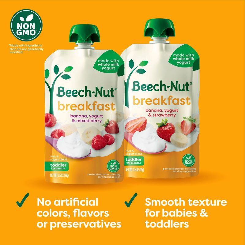 slide 7 of 7, Beech-Nut Fruit & Yogurt Baby Food Pouches, Breakfast Variety Pack - 9ct Pouches, 9 ct