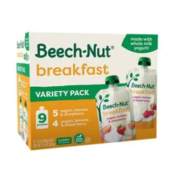 Beech-Nut Fruit & Yogurt Baby Food Pouches, Breakfast Variety Pack - 9ct Pouches