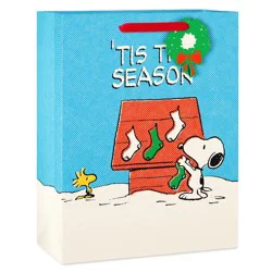 American Greetings Christmas Gift Bag Extra Large Cub Peanuts Snoopy House