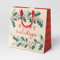 Christmas Modern Heritage Gift Bag Large Square Happy Holidays - Wondershop™