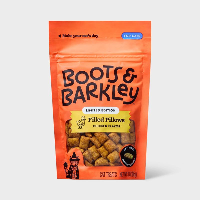 slide 1 of 3, Halloween Chicken Flavor Pillow Pockets Cat Treats - Boots & Barkley™ 3oz, 3 oz