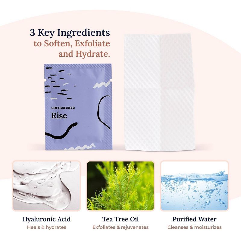 slide 4 of 6, CorneaCare Rise, Cleansing & Moisturizing Eyelid Wipes with Hyaluronic Acid for Dry Eye Relief - 15ct, 15 ct
