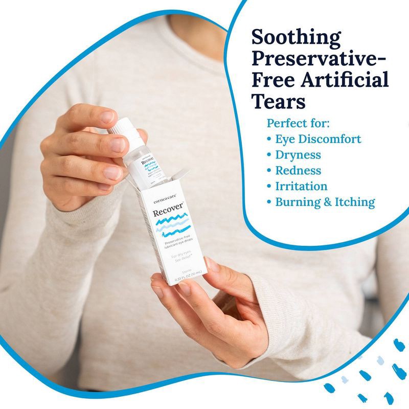 slide 5 of 9, CorneaCare Recover, Hydrating, Preservative-Free Lubricating Eye Drops for Dry Eye Relief - 10mL(300 drops), 10 ml