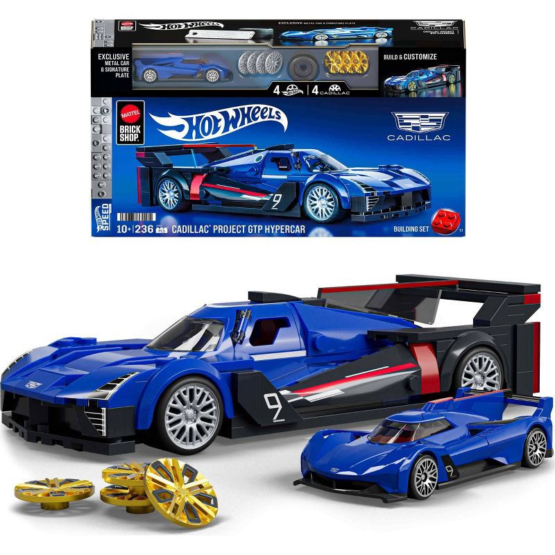 slide 1 of 6, Mattel Brick Shop Hot Wheels Cadillac Project GTP Hypercar Building Toy Kit for Collectors - 236pc, 236 ct