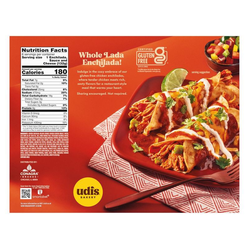 slide 7 of 7, Udi's Gluten Free Frozen Chicken Enchiladas - 28oz, 28 oz