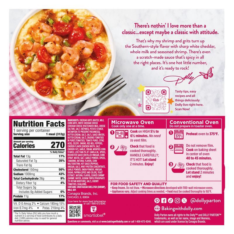 slide 6 of 6, Dolly Parton's Frozen Shrimp & Grits Meal - 11oz, 11 oz