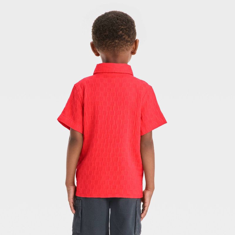 slide 2 of 3, Toddler Boys' Checkered Jacquard Shirt - Cat & Jack™ Red/Orange 4T, 1 ct