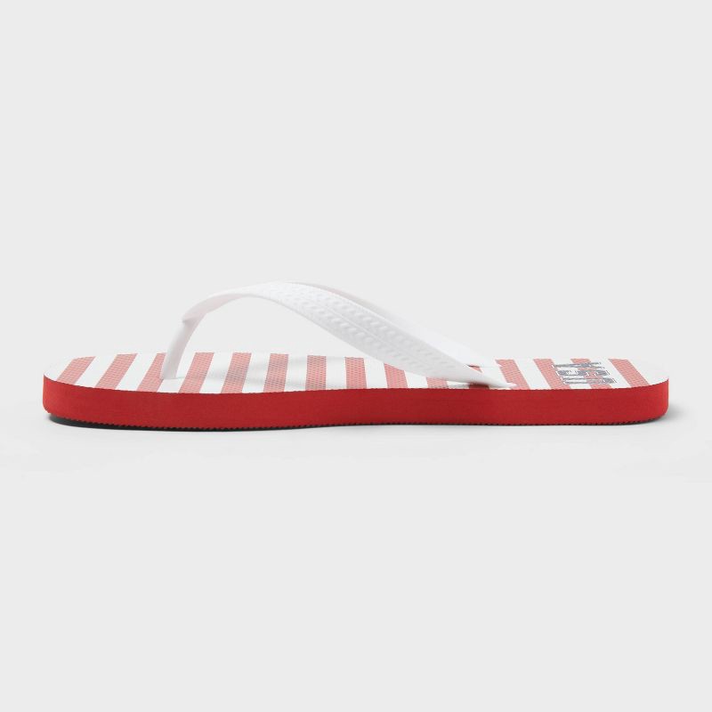slide 2 of 5, Men's Brent Americana Flip Flop Sandals - Goodfellow & Co™ Red/White S: Thong Strap, Open Toe, Non-Marking Outsole, Medium Width, 1 ct