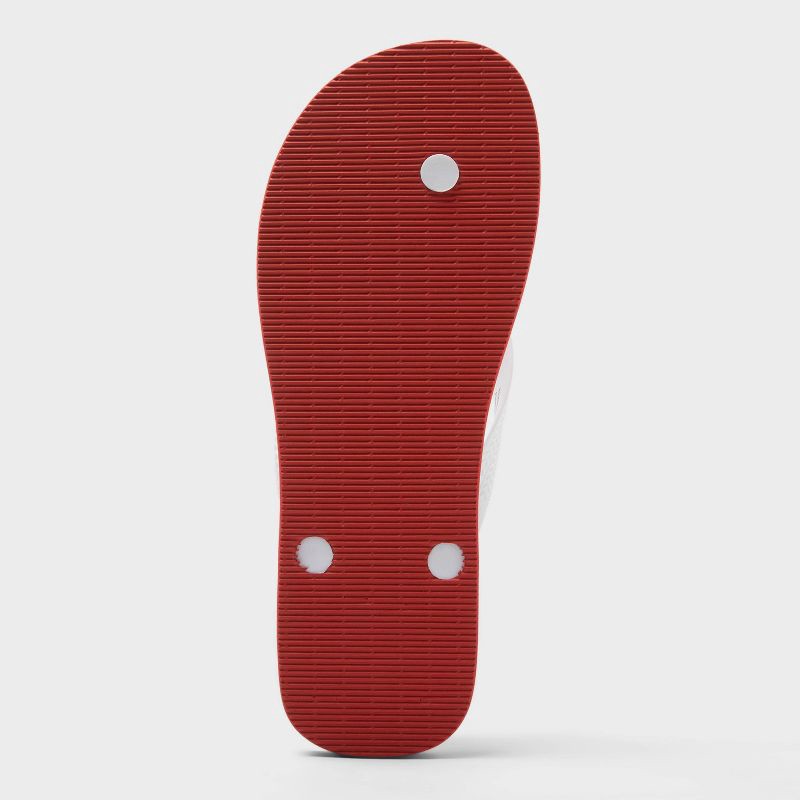 slide 4 of 5, Men's Brent Americana Flip Flop Sandals - Goodfellow & Co™ Red/White S: Thong Strap, Open Toe, Non-Marking Outsole, Medium Width, 1 ct