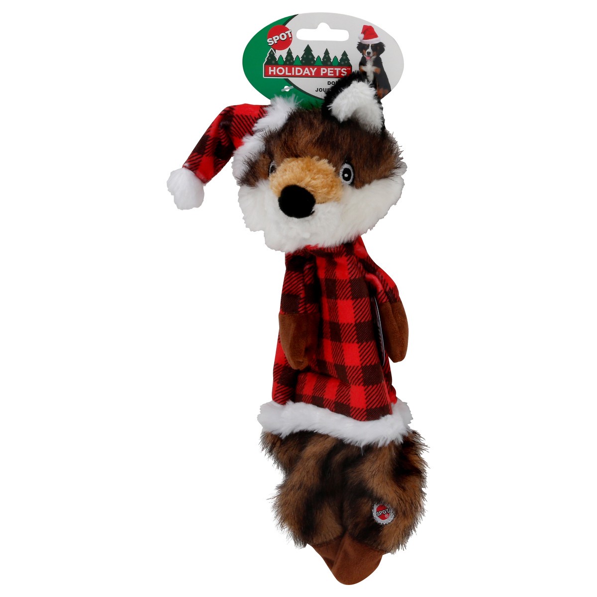 slide 6 of 8, Spot Dog Toy, Holiday Furzz Plaid Shirt, 13.5 Inches, 1 ct