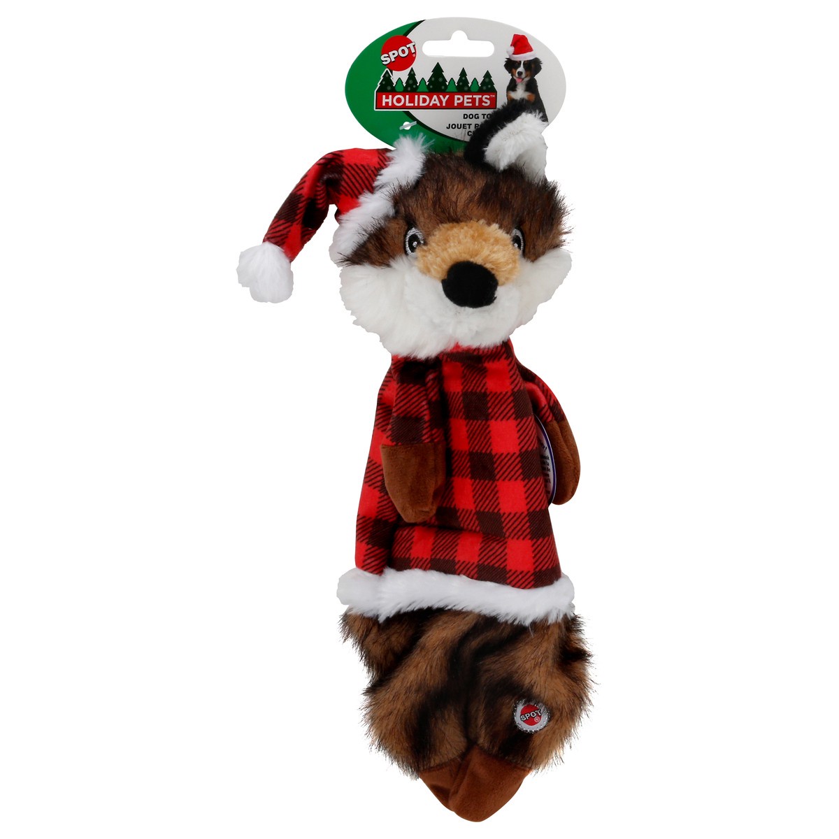 slide 1 of 8, Spot Dog Toy, Holiday Furzz Plaid Shirt, 13.5 Inches, 1 ct