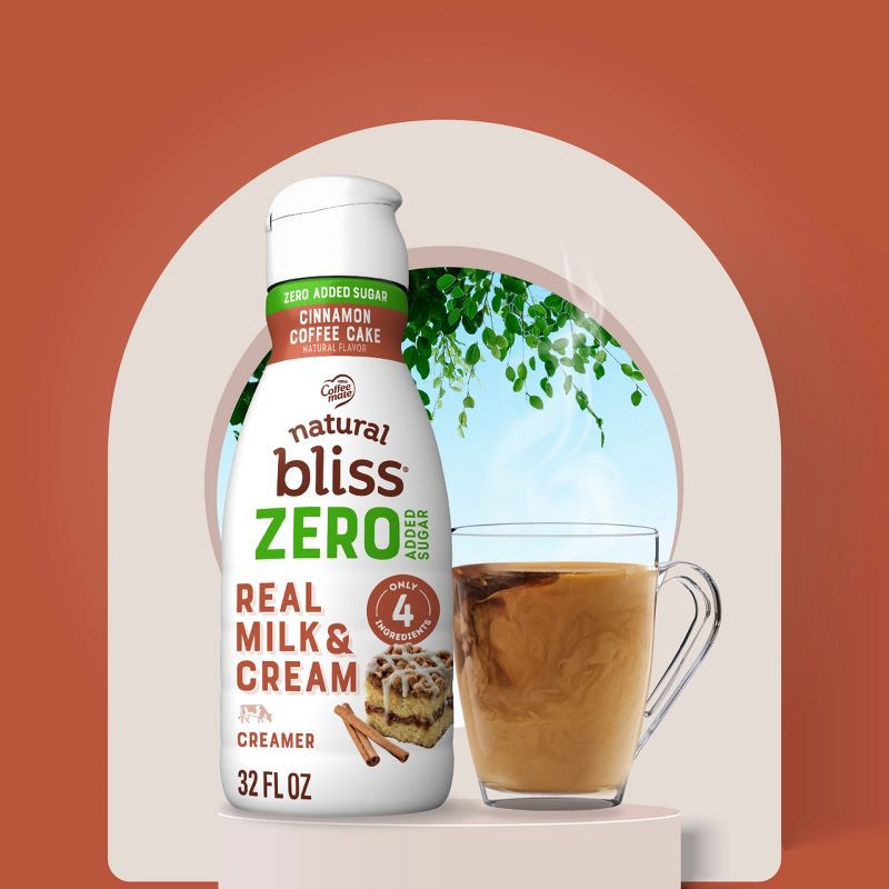 slide 2 of 8, Natural Bliss Zero Added Sugar Cinnamon Coffee Cake Creamer - 32 fl oz, 32 fl oz