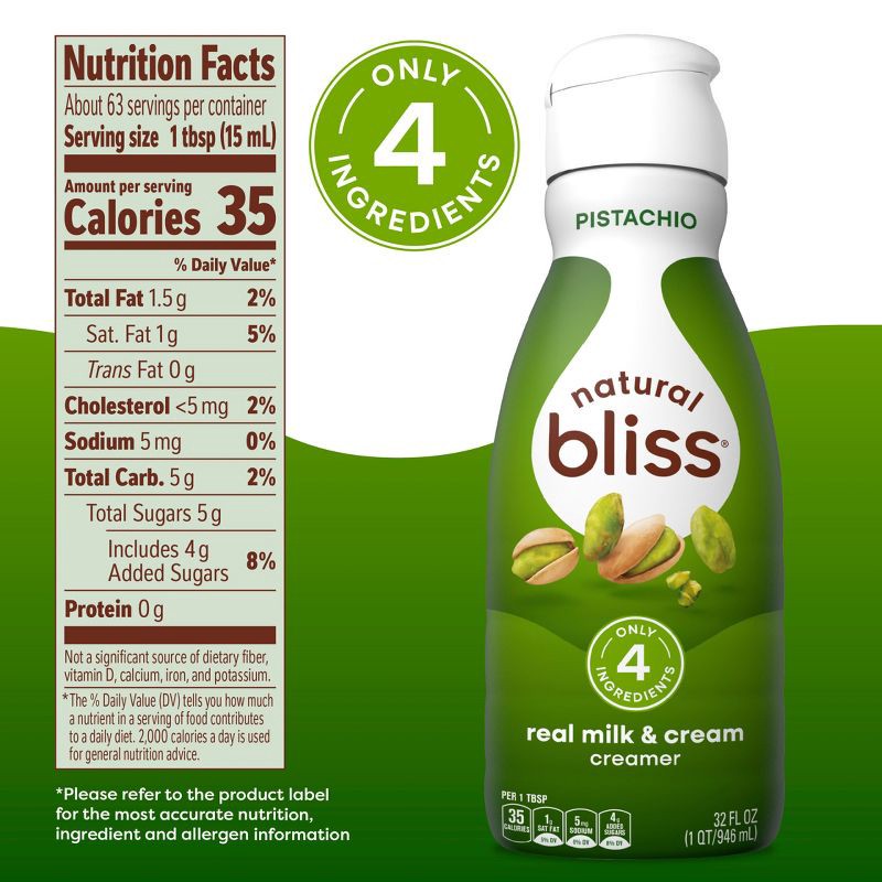 slide 7 of 8, Natural Bliss Pistachio Coffee Creamer - 32 fl oz, 32 fl oz
